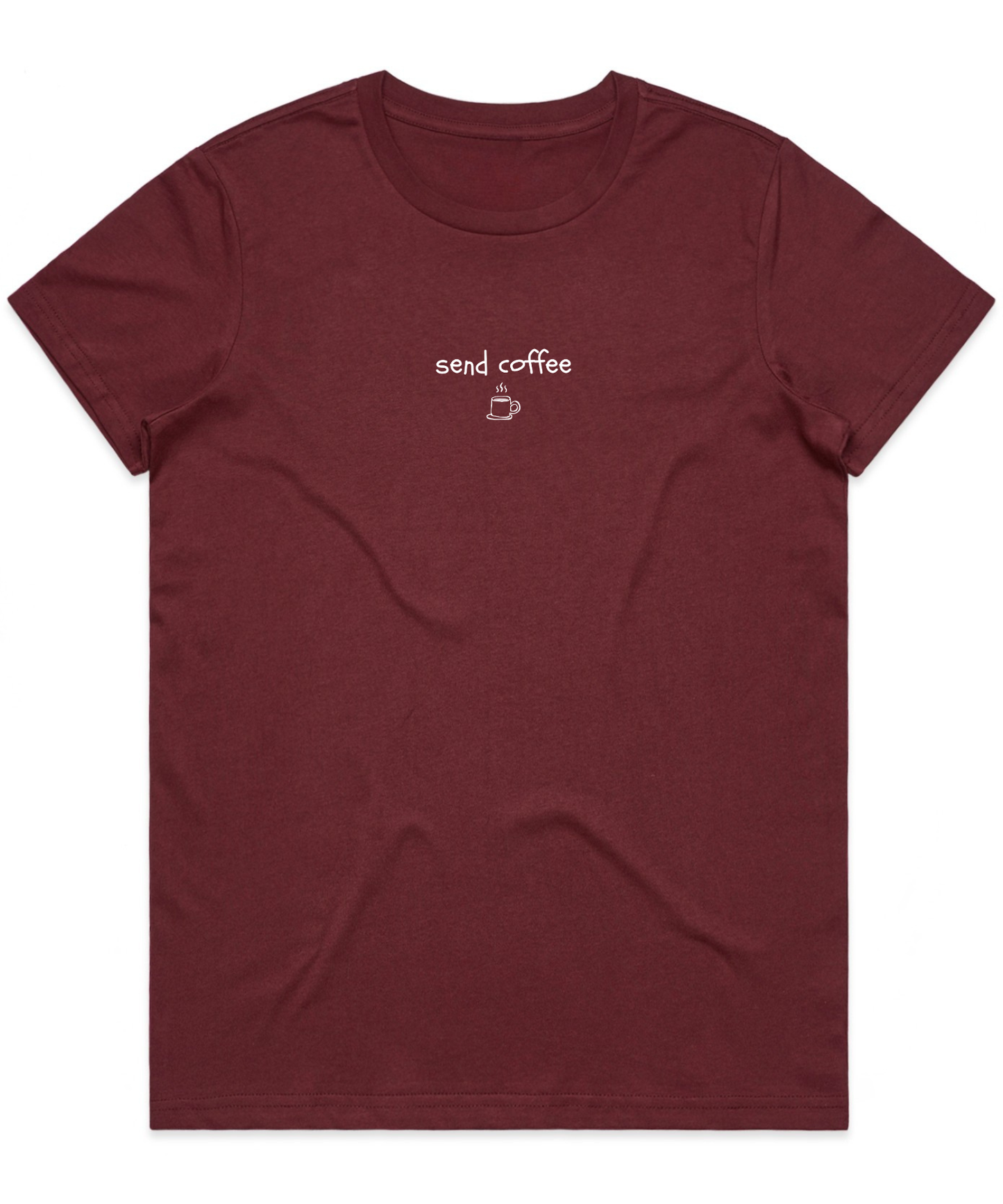 'send coffee' Embroidered Regular T-Shirt