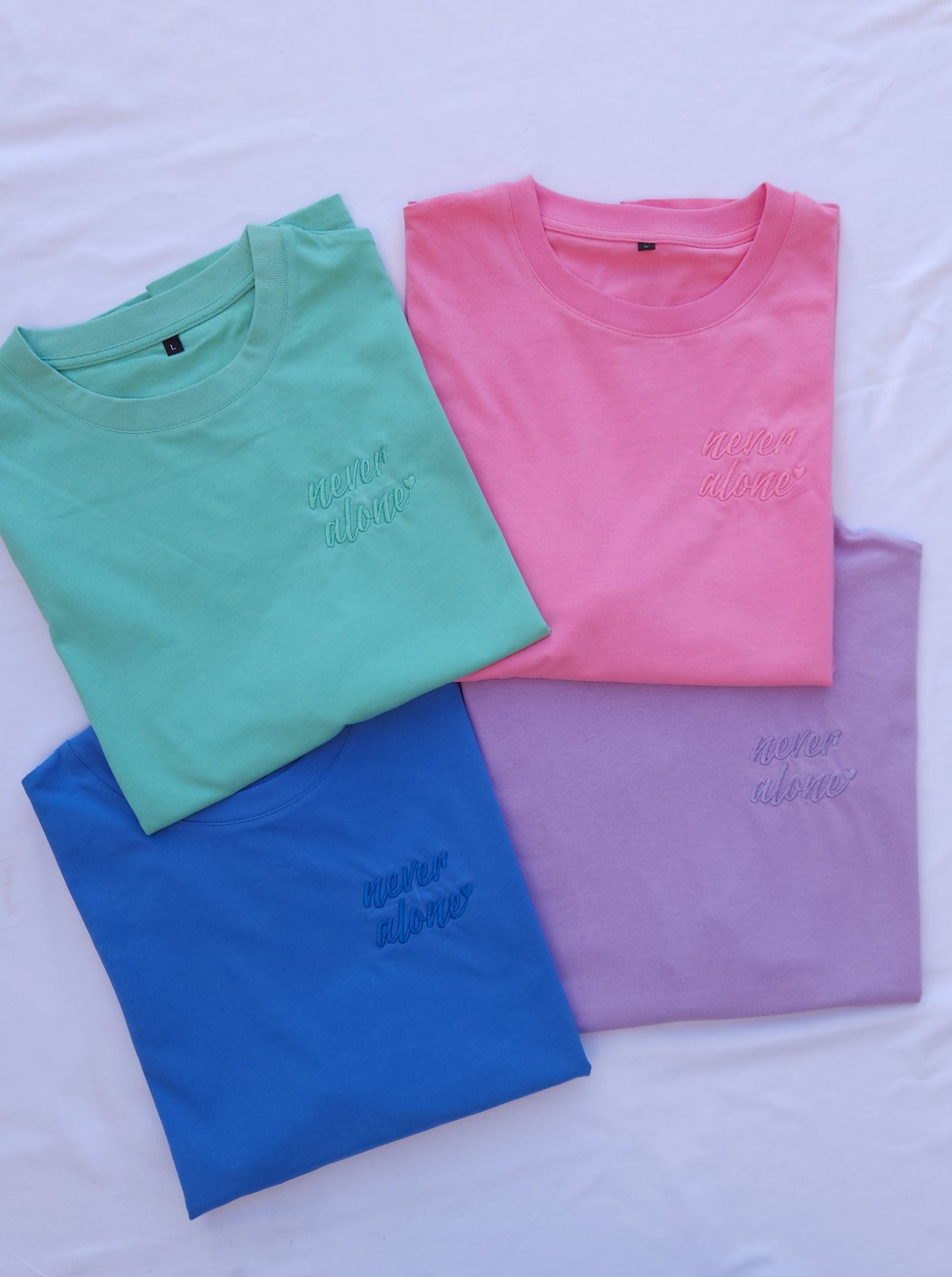 'Never Alone' Embroidered Oversized T-Shirt