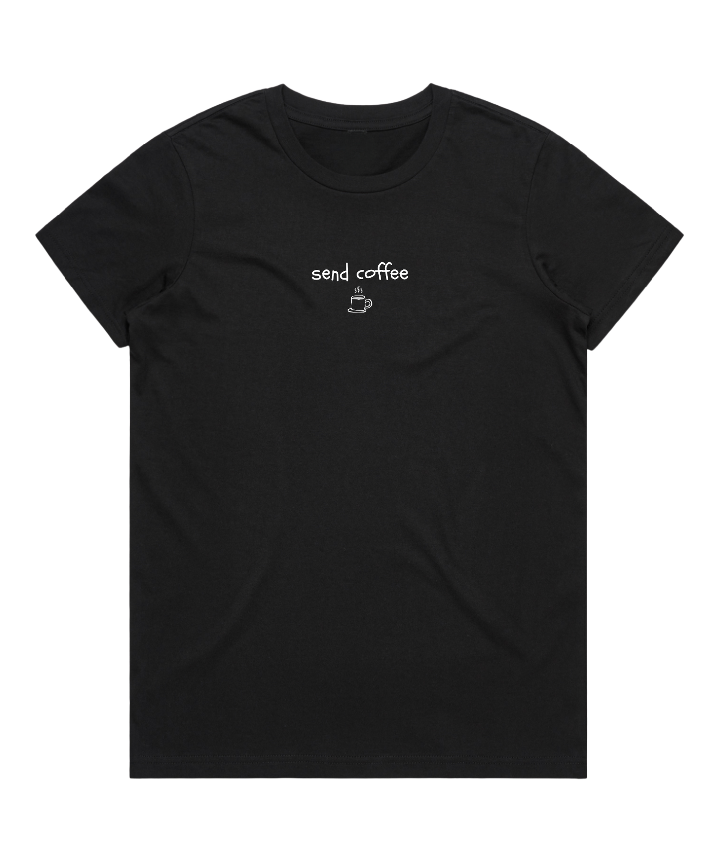 'send coffee' Embroidered Regular T-Shirt